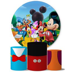 Trio Capas Cilindros + Painel Tema Turma do Mickey Veste Fácil - 0406 - ESTAMPARIA NET 