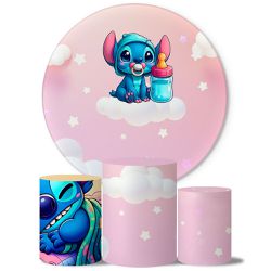 Trio Capas Cilindros + Painel Tema Stitch Baby - 9582 - ESTAMPARIA NET 