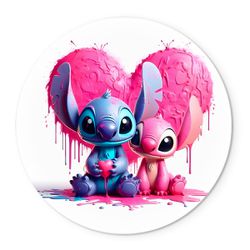 Painel Redondo Tema Stitch Love Splash - 1384 - ESTAMPARIA NET 