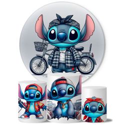 Trio Capas Cilindros + Painel Tema Stitch Rapper - 9585 - ESTAMPARIA NET 