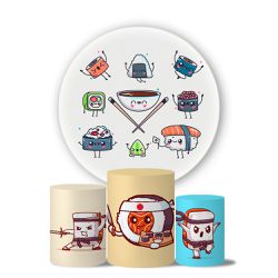 Kit Painel Cilindro Tema Sushi Ninja - 1693 - ESTAMPARIA NET 