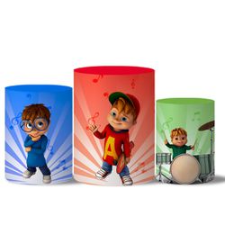 Trio Capas Cilindros Tema Alvin e os Esquilos Veste Fácil C/Elástico - B14 - ESTAMPARIA NET 