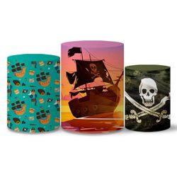 Trio Capas Cilindros Tema Piratas Veste Fácil C/ Elástico - 00038466E - ESTAMPARIA NET 