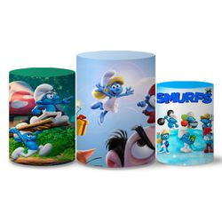 Trio Capas Cilindros Tema Smurfs Veste Fácil C/ Elástico - 0024 - ESTAMPARIA NET 