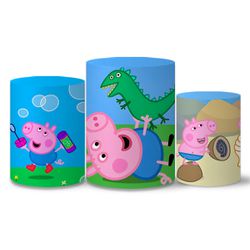 Trio Capas Cilindros Tema George Pig Veste Fácil C/ Elástico - 0017 - ESTAMPARIA NET 