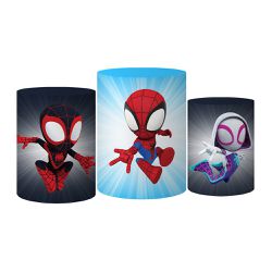 Trio Capas Cilindro Tema Spidey e Seus Amigos Veste Fácil C/ Elástico - 0438 - ESTAMPARIA NET 