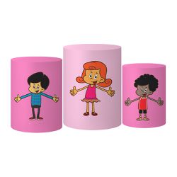 Trio Capas Cilindro Tema 3 Palavrinhas Rosa Veste Fácil C/ Elástico - C29 - ESTAMPARIA NET 