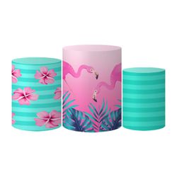 Trio Capas Cilindros Tema Flamingo Tropical Veste Fácil C/ Elástico - Flamingo 3 - ESTAMPARIA NET 