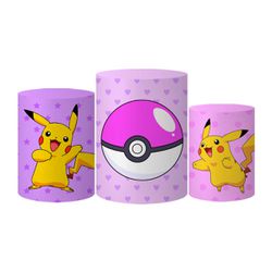 Trio Capas Cilindros Tema Pikachu Rosa Veste Fácil C/ Elástico - 0695 - ESTAMPARIA NET 