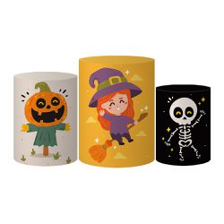 Trio Capas Cilindros Tema Halloween Cute Veste Fácil C/ Elástico - 00034514E - ESTAMPARIA NET 