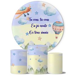 Trio Capas Cilindros + Painel Tema Tu Vens Azul Veste Fácil - Tu Vens 1 - ESTAMPARIA NET 