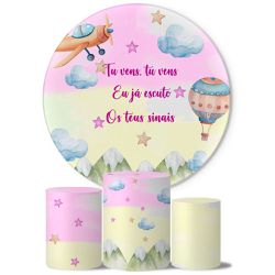 Trio Capas Cilindros + Painel Tema Tu Vens Rosa Veste Fácil - Tu Vens 2 - ESTAMPARIA NET 