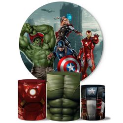 Trio Capas Cilindros + Painel Tema Os Vingadores 2 Veste Fácil - 9544 - ESTAMPARIA NET 