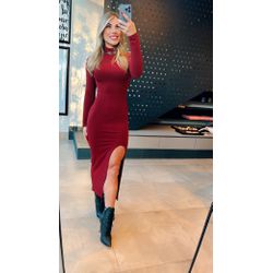 vestido Canelado Marsala - VFVM-003 - ESTILO IT