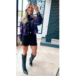 Jaqueta Flanelada xadrez preta e roxa - VFCCX05 - ESTILO IT