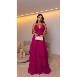 Vestido Ellen Tule Fúcsia - VFVLE-006 - ESTILO IT