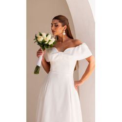 Vestido Midi Clara Off White - VMCLROW-001 - ESTILO IT