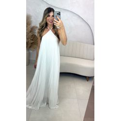 Vestido Plissado Off White - VLPLSO-001 - ESTILO IT