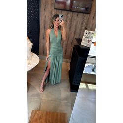 vestido flora verde oliva - VM-FL-VO - ESTILO IT