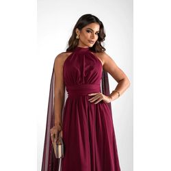 Vestido Romana capa Marsala - VL-RMNC-ML-03 - ESTILO IT