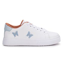 Tênis Casual Borboleta Branco/Azul - BORBOAZUFG - Estilo Shoes