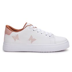 Tênis Casual Borboleta Branco/Nude - BORBONUDFG - Estilo Shoes