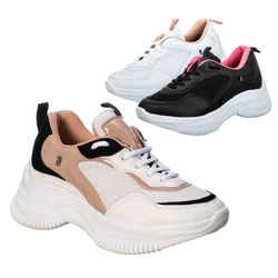 Kit 3 Tenis Feminino Chunck Sneaker Casual Platafo...