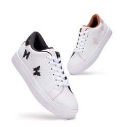 Kit 2 Pares Tênis Casual Feminino Borboleta Preto ...