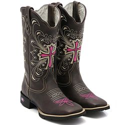 Bota Texana Feminina Cruz Rosa Cano Longo - GirlsT... - SB Sistema Bruto