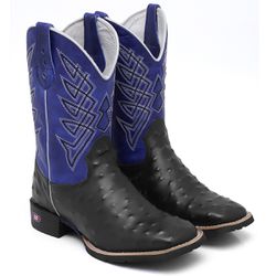 Bota Texana Base Avestruz Cano Azul - Base Avest... - SB Sistema Bruto