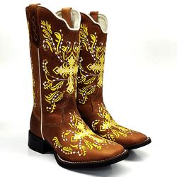 Bota Feminina Texana Country Bordado Cruz Dourado ... - SB Sistema Bruto