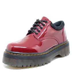 Sapato Colegial Inglês Estilo Veggie Verniz Vinho ... - ESTILO VEGGIE SHOES