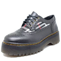 Sapato Oxford Estilo Veggie Greta Xadrez Preto - 1... - ESTILO VEGGIE SHOES