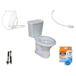 Kit Banheiro Com Vaso Acoplado Redondo, Assento Sanitário e Vários Itens