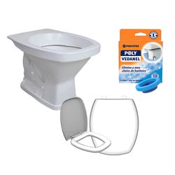 Kit Banheiro Com Vaso Quadrado, Assento Sanitário e Anel de Vedação
