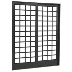 Porta De Correr Quadriculada Horizontal Com 2 Folhas De Aço Cinza 150x210 Cm 