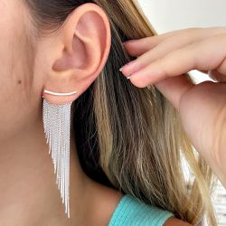 Brinco Ear Cuff Franjas em Prata 925 - EVELISEPOLOJOIAS