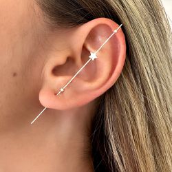 Brinco Ear Hook Estrela em Prata 925 - EVELISEPOLOJOIAS