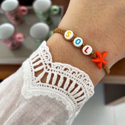 Pulseira Corda Miçangas Sol Estrela do Mar - EVELISEPOLOJOIAS