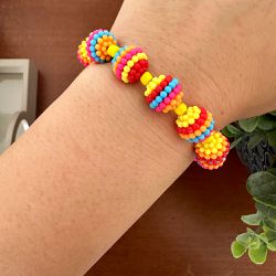 Pulseira Infantil Miçangas Bolinhas Coloridas - EVELISEPOLOJOIAS