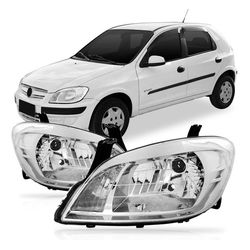 FAROL CELTA 2006 A 2011 PRISMA 2007 A 2011 CROMADO... - EVOLUCAO AUTO LATAS