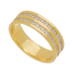 Aliança Individual De Ouro 18k 5,8mm Com Zircônias... - Fábrica do Ouro ®