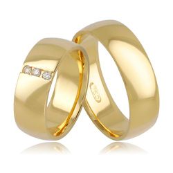 Par De Aliança Casamento De Ouro 18k Anatômico Com... - Fábrica do Ouro