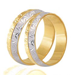 Par De Aliança Casamento De Ouro 18k Bicolor Traba... - Fábrica do Ouro ®