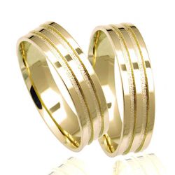 Par De Aliança Casamento De Ouro 18k Fillet Quadra... - Fábrica do Ouro ®