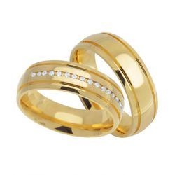 Par De Aliança Casamento De Ouro 18k Carrê Anatômi... - Fábrica do Ouro ®