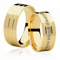 Par De Aliança Casamento De Ouro 18k Quadrada Sole... - Fábrica do Ouro