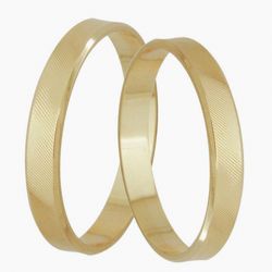 Par De Aliança Casamento De Ouro 18k Grooves De 3,... - Fábrica do Ouro