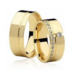 Par De Aliança Casamento De Ouro 18k Atena Quadrad... - Fábrica do Ouro