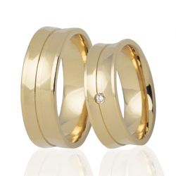 Par De Aliança Casamento De Ouro 18k Aurora Côncav... - Fábrica do Ouro